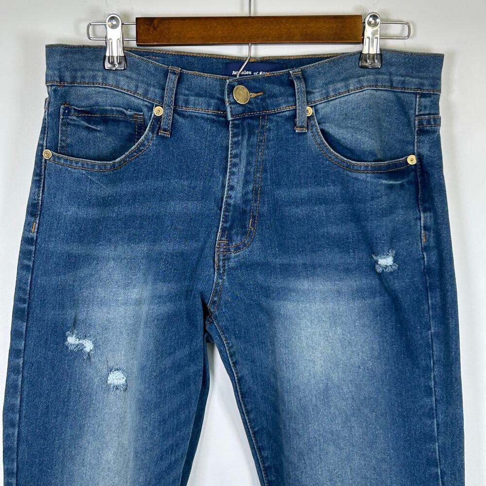 Articles of Society Slim Dylan Distressed Blue Jeans Women Size 32x30 EUC
